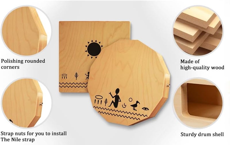 TODO The Nile Travel Cajon: 3-Tone Portable Cajon with Adjustable Snare, Handcrafted & Includes Carry Bag - for Adults and Kids(12-Sided) - Image 3